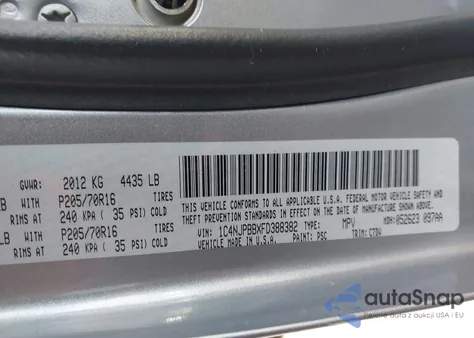 2015 Jeep Patriot Sport from USA, damaged, VIN 1C4NJPBBXFD388382